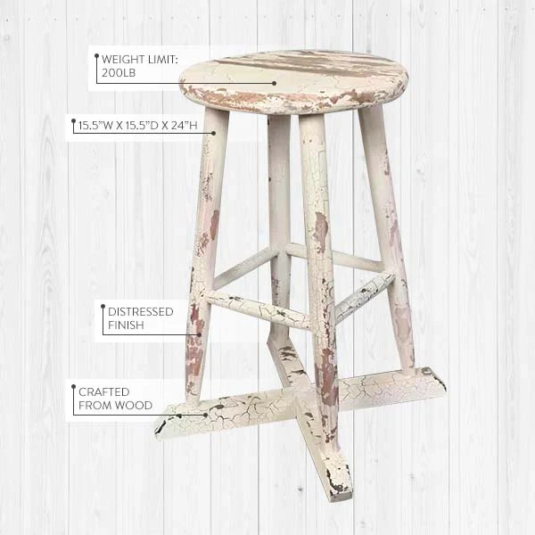 Whitewashed Distressed Stool Riser