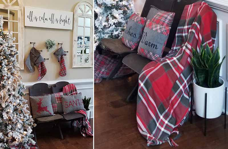 Red Plaid Woven Throw