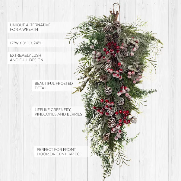 Snowy Berry and Pine Door Swag