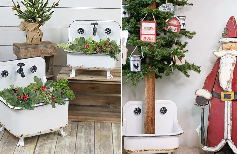 *HUGE* Enamel Sink Planters  Set of 2