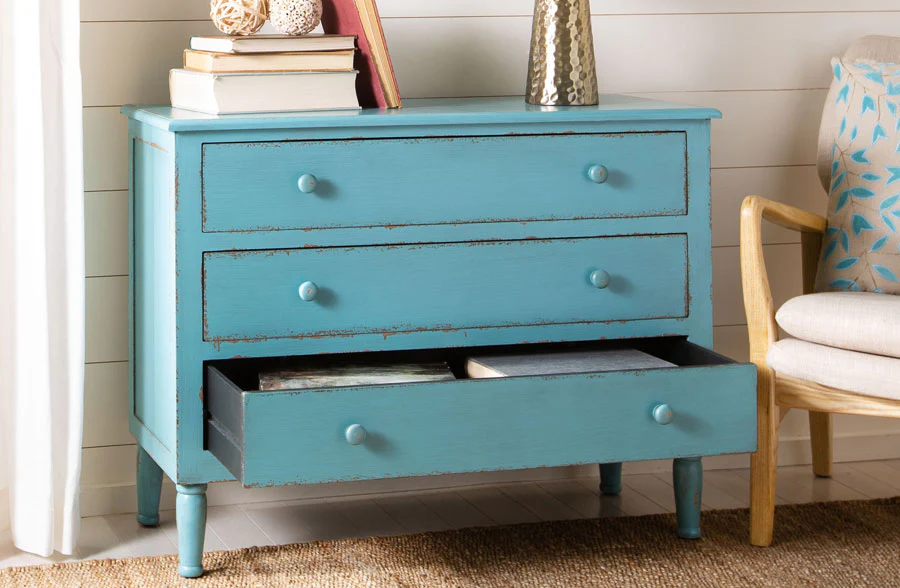Distressed Blue Storage Cabinet