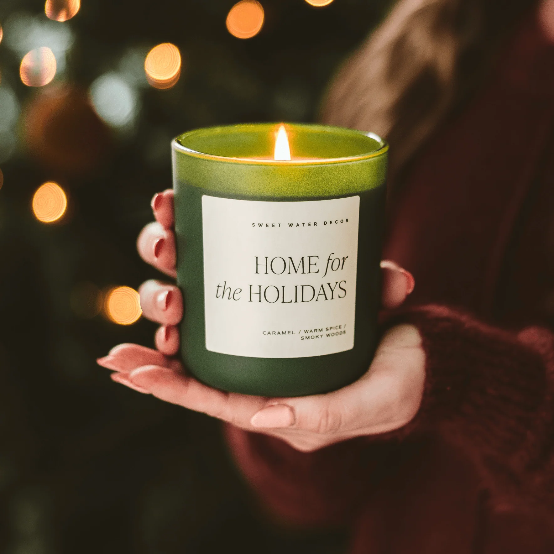 Home for the Holidays Soy Candle - Green Matte Jar - 15 oz