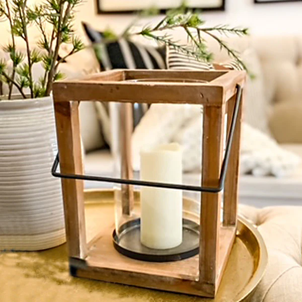 Geometric Wooden Candle Lantern