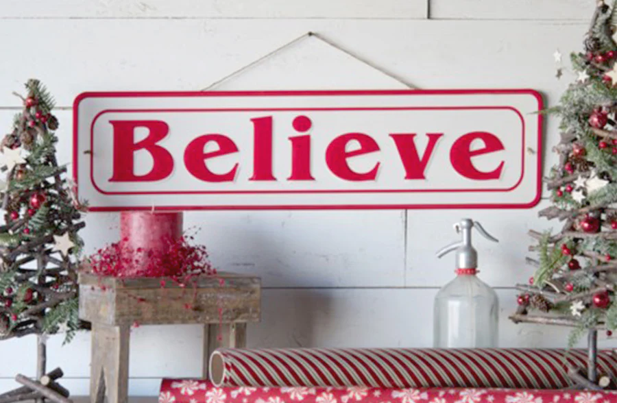 Embossed Metal Believe Sign