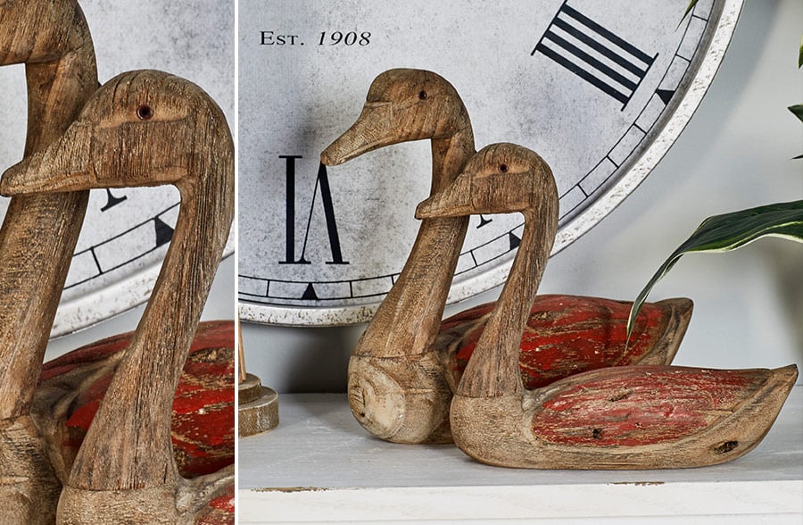 Red Wooden Ducks, Set of 2