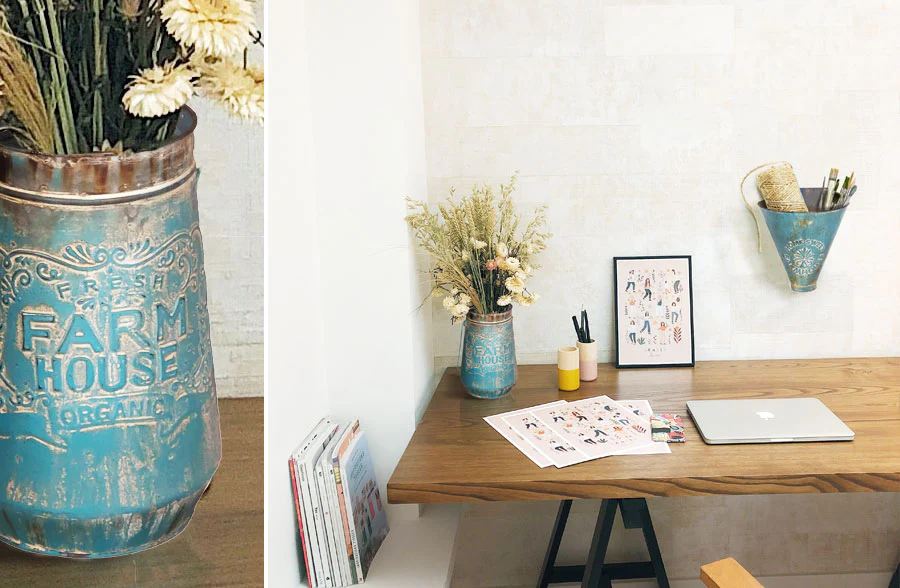 Antique Blue Embossed Metal Planters, Pick Your Style | European Garden