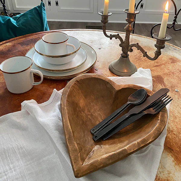 Hand Carved Heart Shaped Bowl