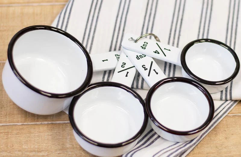 Black Rim Enamel Measuring Cup Set