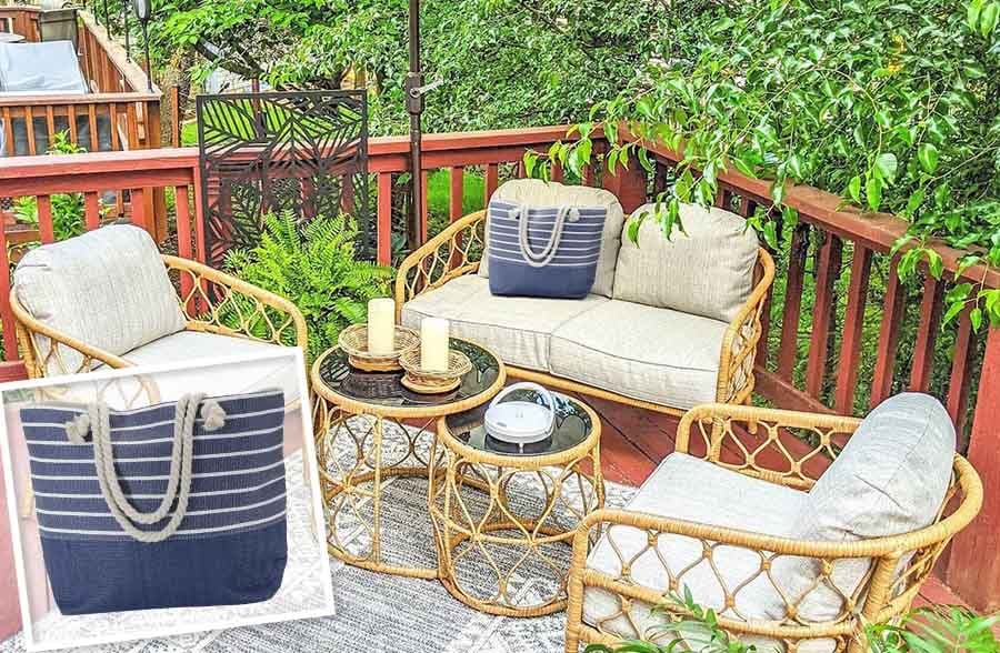 Navy Striped Tote Beach Bag