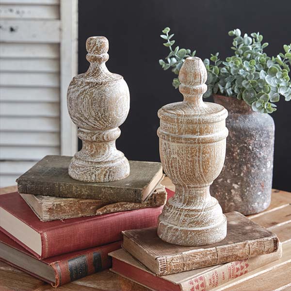 Turned Wood Finials, Set of Two