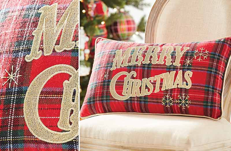 Merry Christmas Plaid Pillow