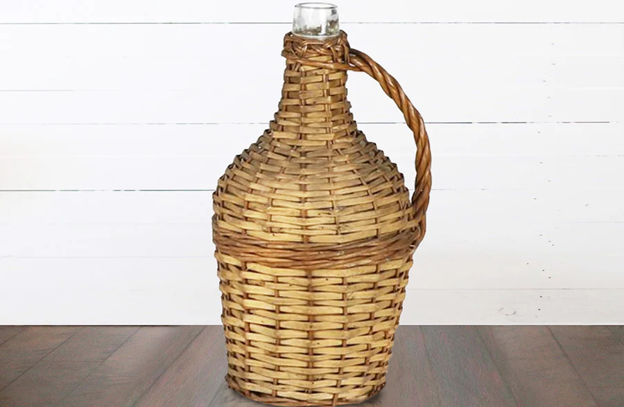 Wicker Covered Wine Bottle