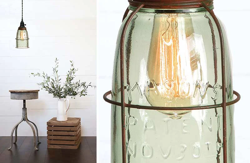 Caged Mason Jar Pendant Lamp