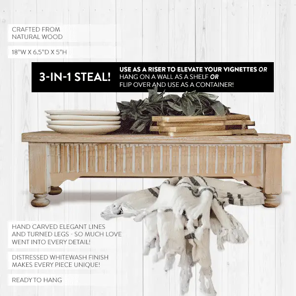 Wooden Riser Wall Shelf, 3 in 1 Steal