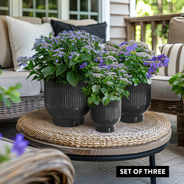 Tapered Ceramic Planters, Set of Three
