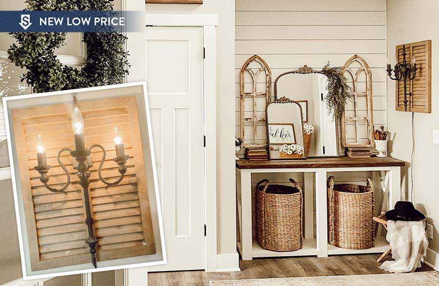 Rustic Shutter Candelabra Wall Sconce