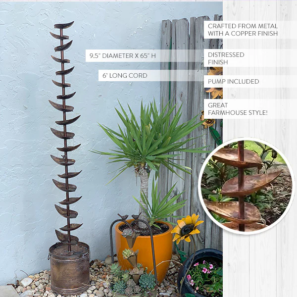 65 Inch Tall Cascading Leaf Garden Fountain