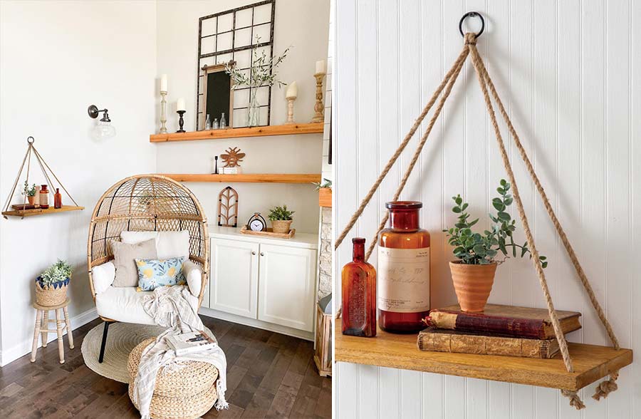 Hanging Wooden Wall Shelf