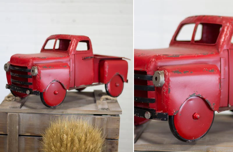 *HUGE* Antiqued Metal Red Truck