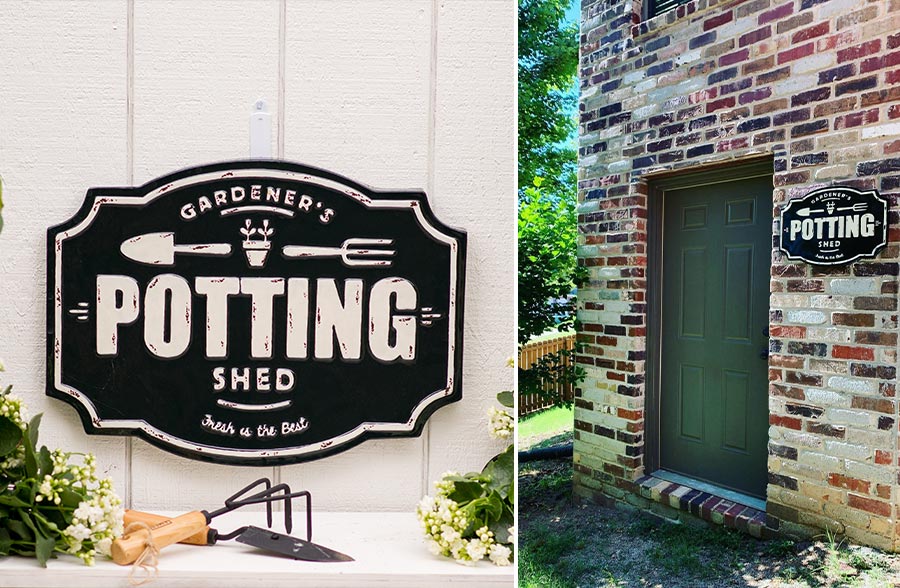 Scalloped Edge Embossed Potting Shed Sign