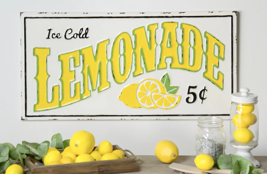 Embossed Lemonade Sign