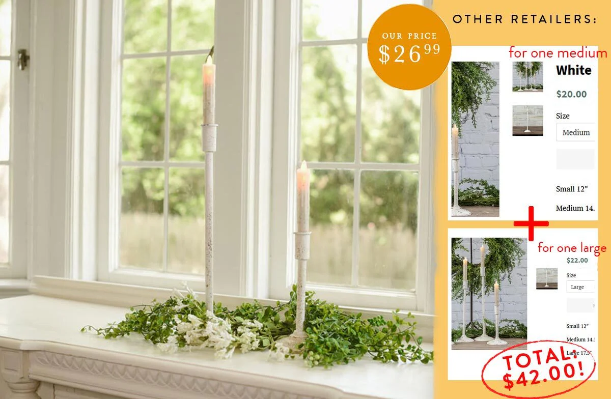 Chippy White Taper Candlesticks, Set of 2