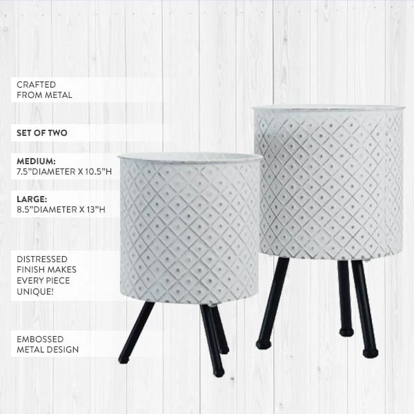 Diamond Cross Metal Planter Stand, Set of 2