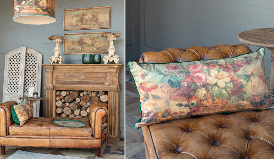 HUGE Velvet Floral Bolster Pillow