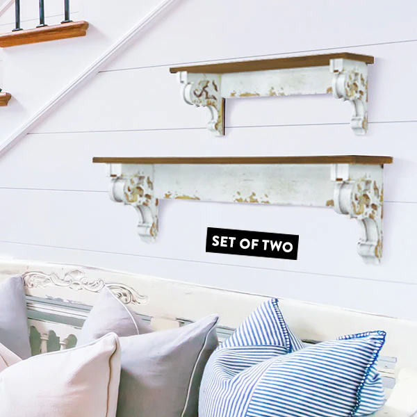 Distressed Corbel Wall Shelves, Set of 2