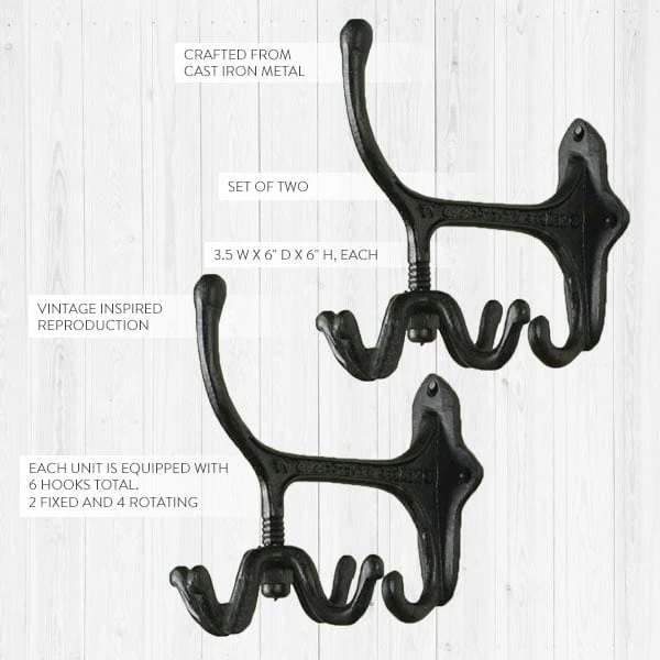 Rotating Wall Hook Unit, Set of 2