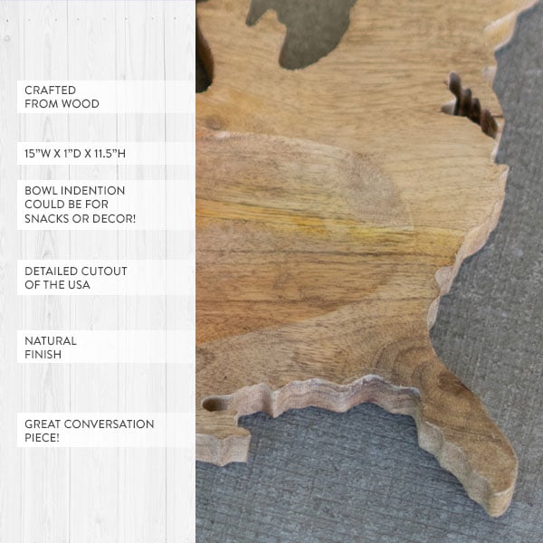 Carved Wooden USA Platter