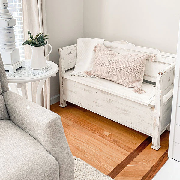 Large Weathered Wooden Storage Bench