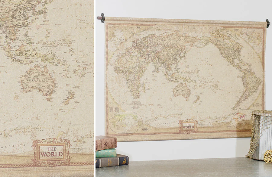 HUGE Hanging Canvas World Map