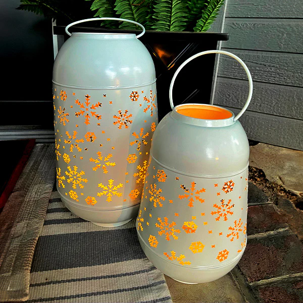 Metal Snowflake Lanterns, Set of 2