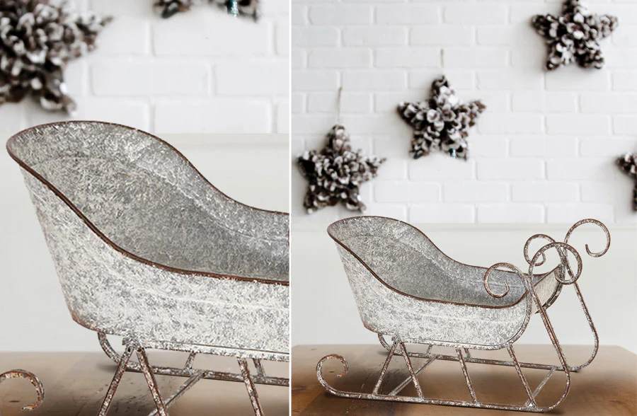 Galvanized Metal Christmas Sleigh