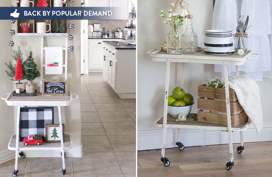 Distressed Metal Rolling Cart