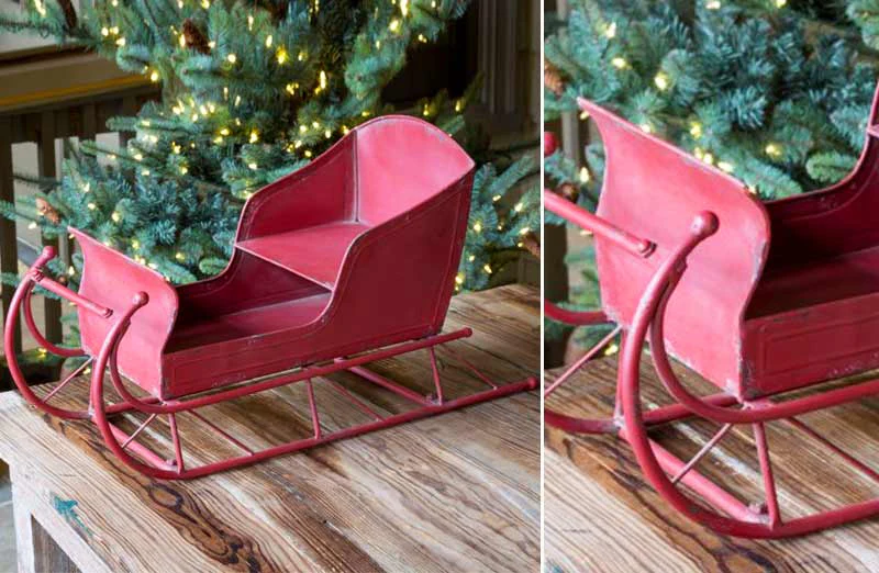 *HUUUGE* Vintage Inspired Red Metal European Sleigh