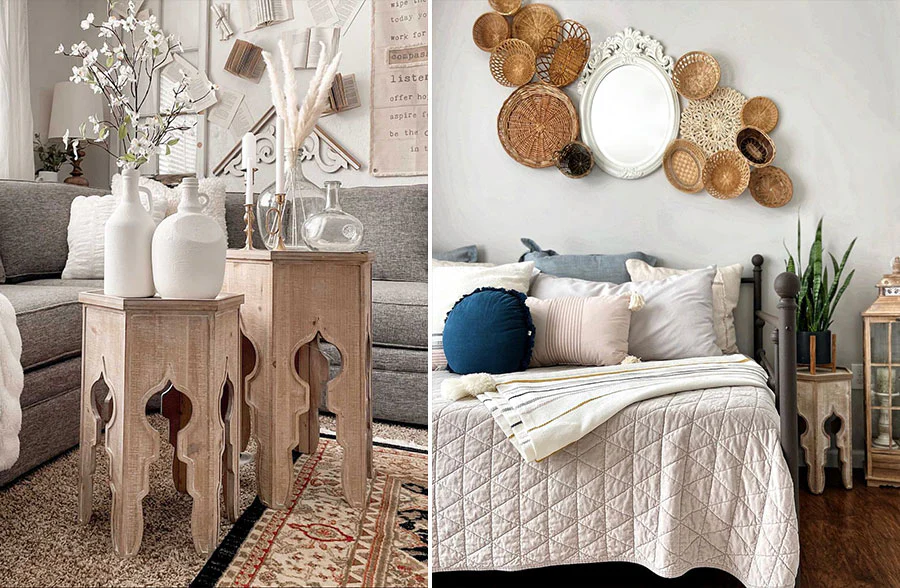 Scalloped Hexagon Side Tables, Set of 2