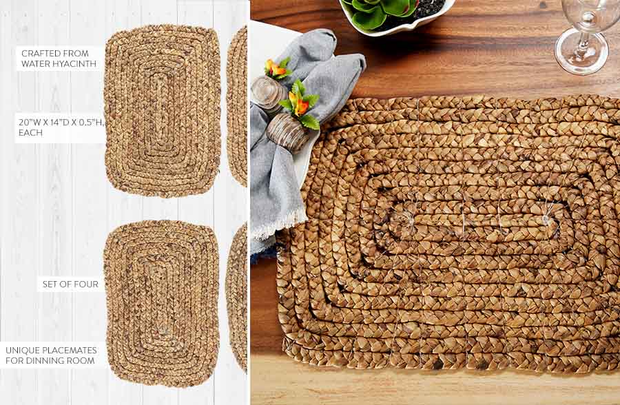 Woven Water Hyacinth Placemats, Set of 4