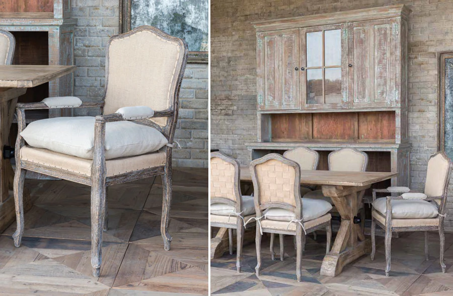 Weathered Oak Dining Chairs, Set of 6