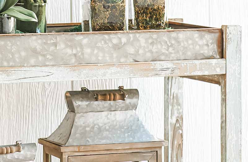 Galvanized Metal Potting Tray Table