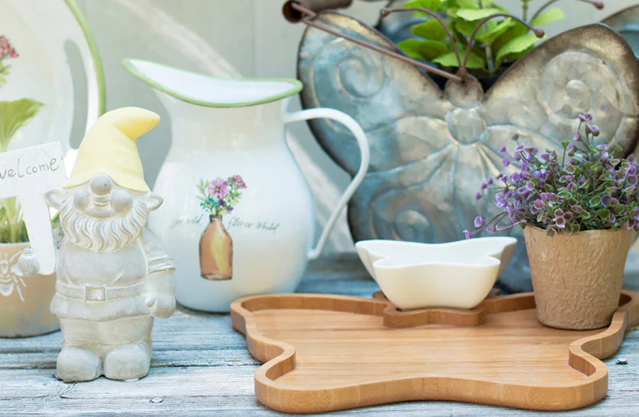 Wooden Butterfly Tray with Nesting Bowl