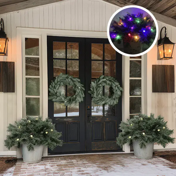 Faux Pine LED Centerpiece with Timer