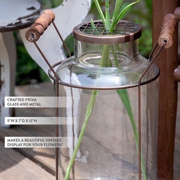 HUGE Milk Can Flower Frog Vase