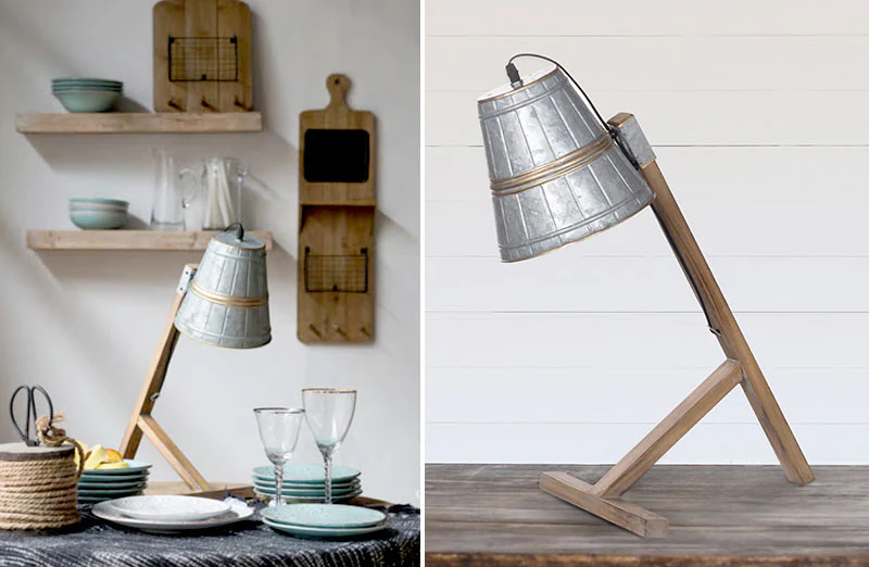 Galvanized Bucket Desk Lamp