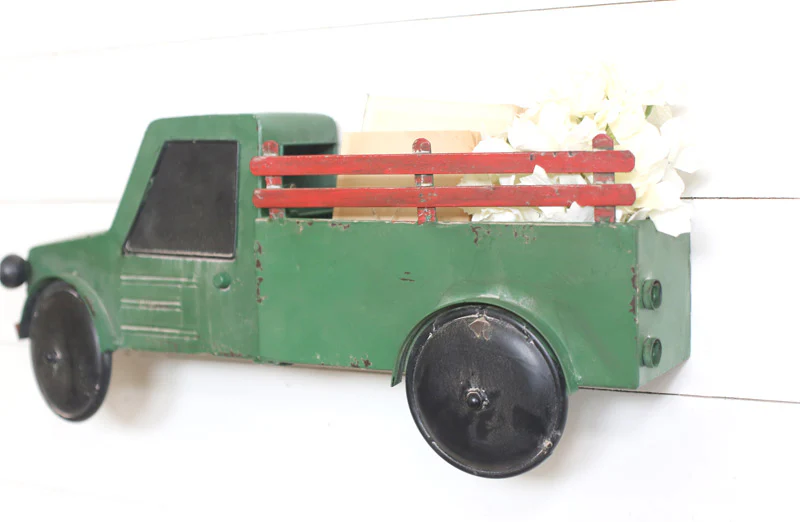 Distressed Green Truck Wall Shelf