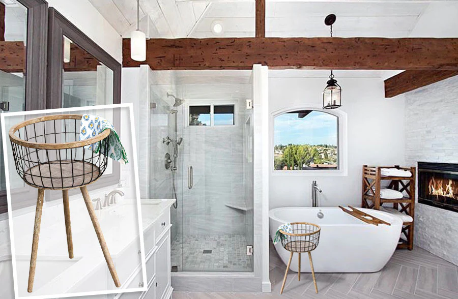 Modern Industrial Standing Storage Basket