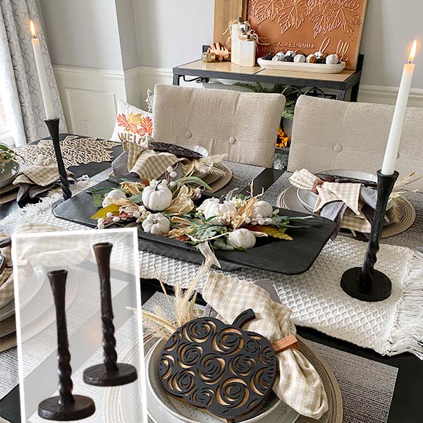 Twisted Iron Taper Candle Holder, Set of 2