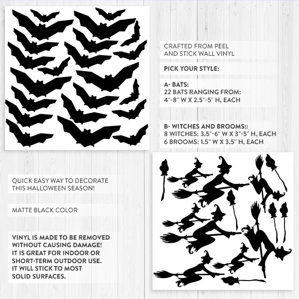 Spooky Peel and Stick Decorative Decals, Pick Your Style