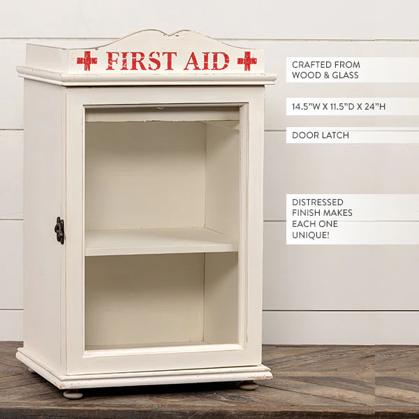 Vintage Inspired Wooden First Aid Cabinet